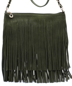Western Fringe Cross Body Bag E031 OLIVE